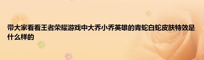 带大家看看王者荣耀游戏中大乔小乔英雄的青蛇白蛇皮肤特效是什么样的