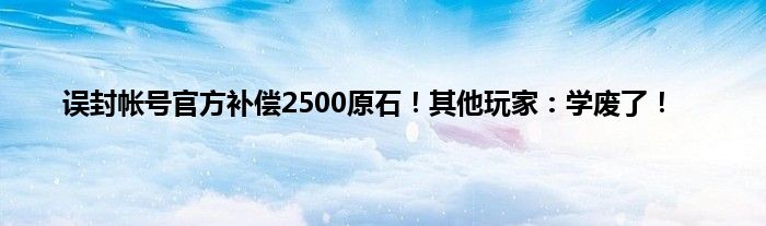 误封帐号官方补偿2500原石！其他玩家：学废了！