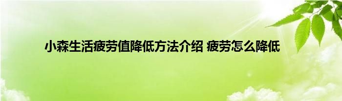 小森生活疲劳值降低方法介绍 疲劳怎么降低