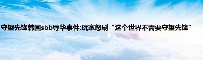 守望先锋韩国sbb辱华事件:玩家怒刷“这个世界不需要守望先锋”