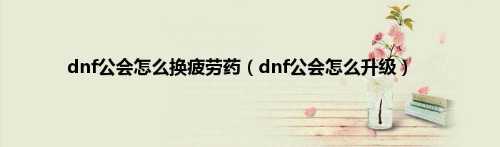 dnf公会怎么换疲劳药（dnf公会怎么升级）