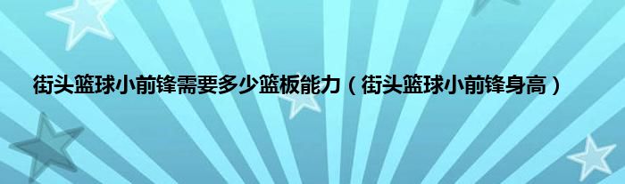 街头篮球小前锋需要多少篮板能力（街头篮球小前锋身高）