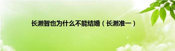 长濑智也为是什么不能结婚（长濑准一）