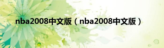 nba2008中文版（nba2008中文版）