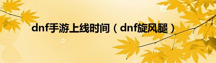 dnf手游上线时间（dnf旋风腿）