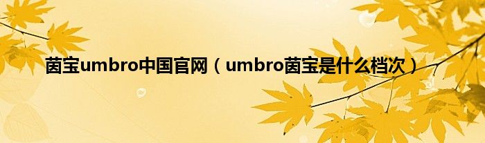 茵宝umbro中国官网（umbro茵宝是是什么档次）