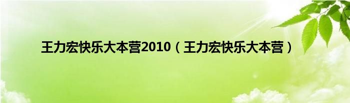 王力宏快乐大本营2010（王力宏快乐大本营）