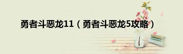 勇者斗恶龙11（勇者斗恶龙5攻略）