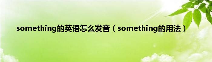 something的英语怎么发音（something的用法）