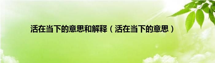 活在当下的意思和解释（活在当下的意思）