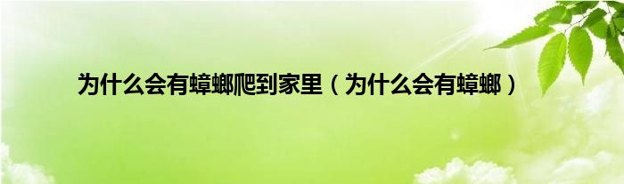 为是什么会有蟑螂爬到家里（为是什么会有蟑螂）