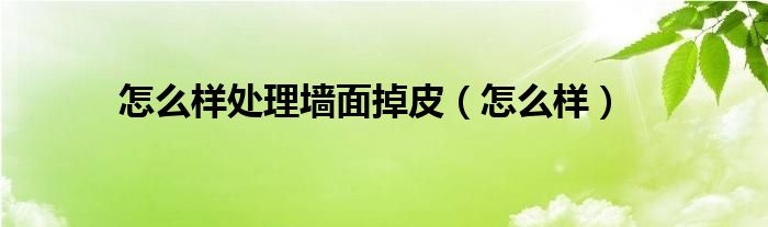 怎么样处理墙面掉皮（怎么样）