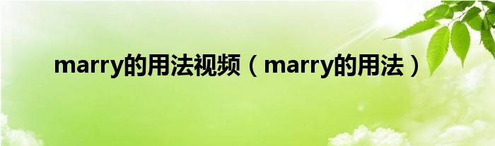 marry的用法视频（marry的用法）