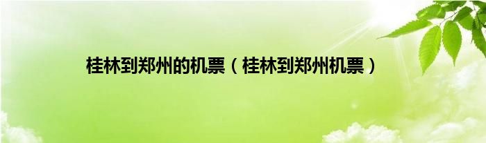 桂林到郑州的机票（桂林到郑州机票）