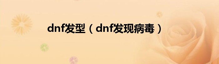 dnf发型（dnf发现病毒）