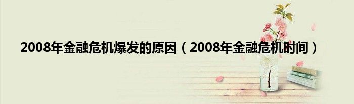 2008年金融危机爆发的原因（2008年金融危机时间）