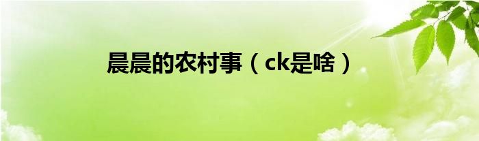 晨晨的农村事（ck是啥）