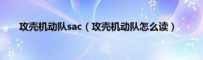 攻壳机动队sac（攻壳机动队怎么读）