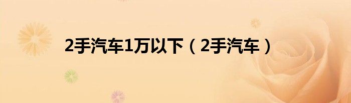 2手汽车1万以下（2手汽车）