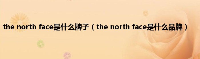 the north face是是什么牌子（the north face是是什么品牌）