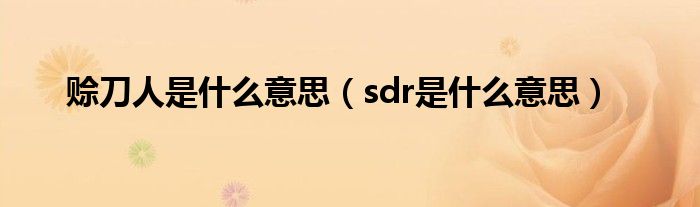 赊刀人是是什么意思（sdr是是什么意思）