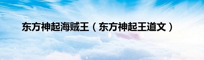 东方神起海贼王（东方神起王道文）