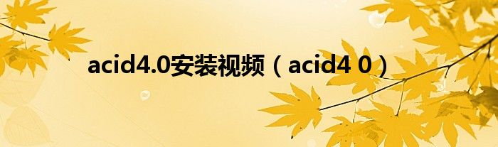 acid4.0安装视频（acid4 0）