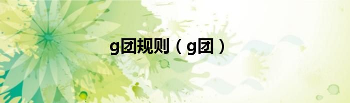 g团规则（g团）