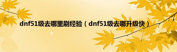 dnf51级去哪里刷经验（dnf51级去哪升级快）