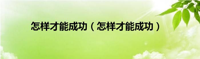 怎样才能成功（怎样才能成功）