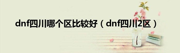 dnf四川哪个区比较好（dnf四川2区）