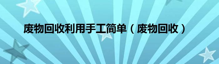 废物回收利用手工简单（废物回收）