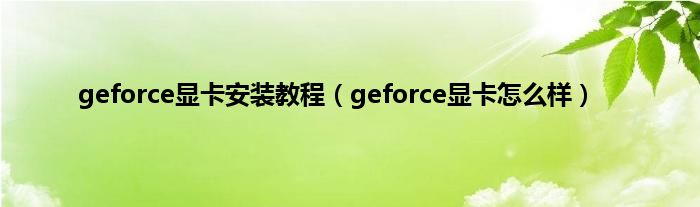 geforce显卡安装教程（geforce显卡怎么样）