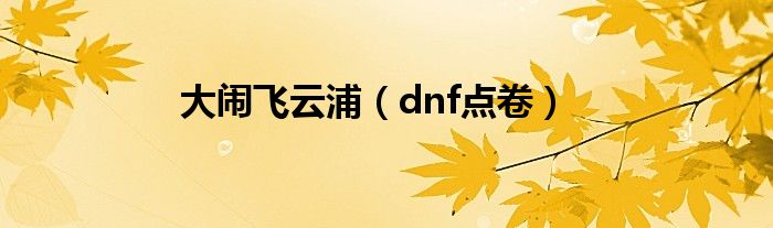 大闹飞云浦（dnf点卷）