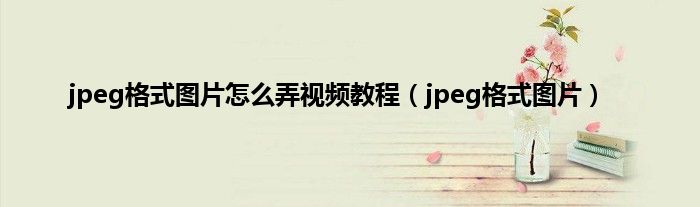 jpeg格式图片怎么弄视频教程（jpeg格式图片）