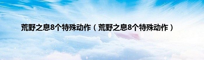 荒野之息8个特殊动作（荒野之息8个特殊动作）