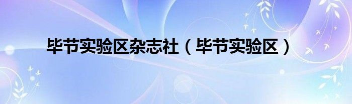 毕节实验区杂志社（毕节实验区）