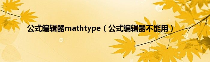 公式编辑器mathtype（公式编辑器不能用）