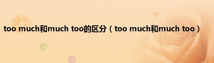 too much和much too的区分（too much和much too）