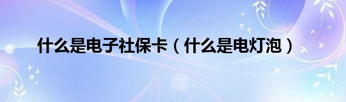 是什么是电子社保卡（是什么是电灯泡）