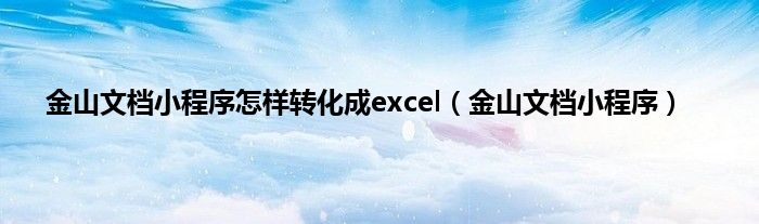 金山文档小程序怎样转化成excel（金山文档小程序）