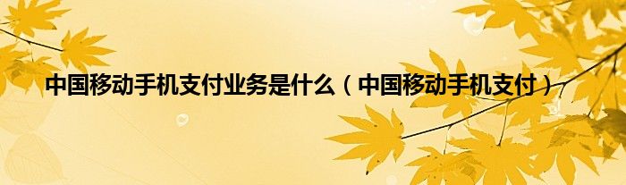 中国移动手机支付业务是是什么（中国移动手机支付）