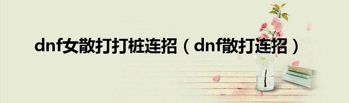 dnf女散打打桩连招（dnf散打连招）