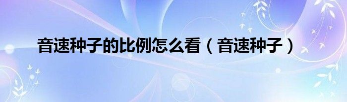 音速种子的比例怎么看（音速种子）