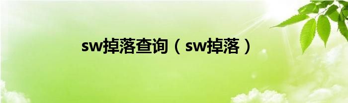 sw掉落查询（sw掉落）