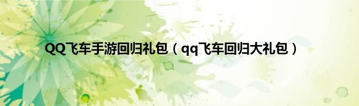 QQ飞车手游回归礼包（qq飞车回归大礼包）