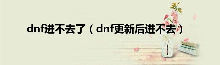 dnf进不去了（dnf更新后进不去）