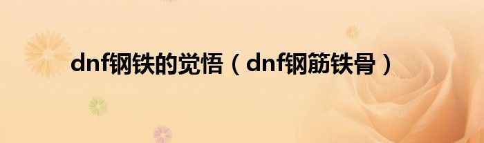 dnf钢铁的觉悟（dnf钢筋铁骨）