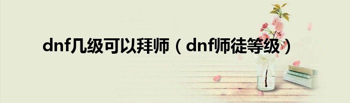 dnf几级可以拜师（dnf师徒等级）