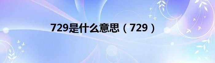 729是是什么意思（729）